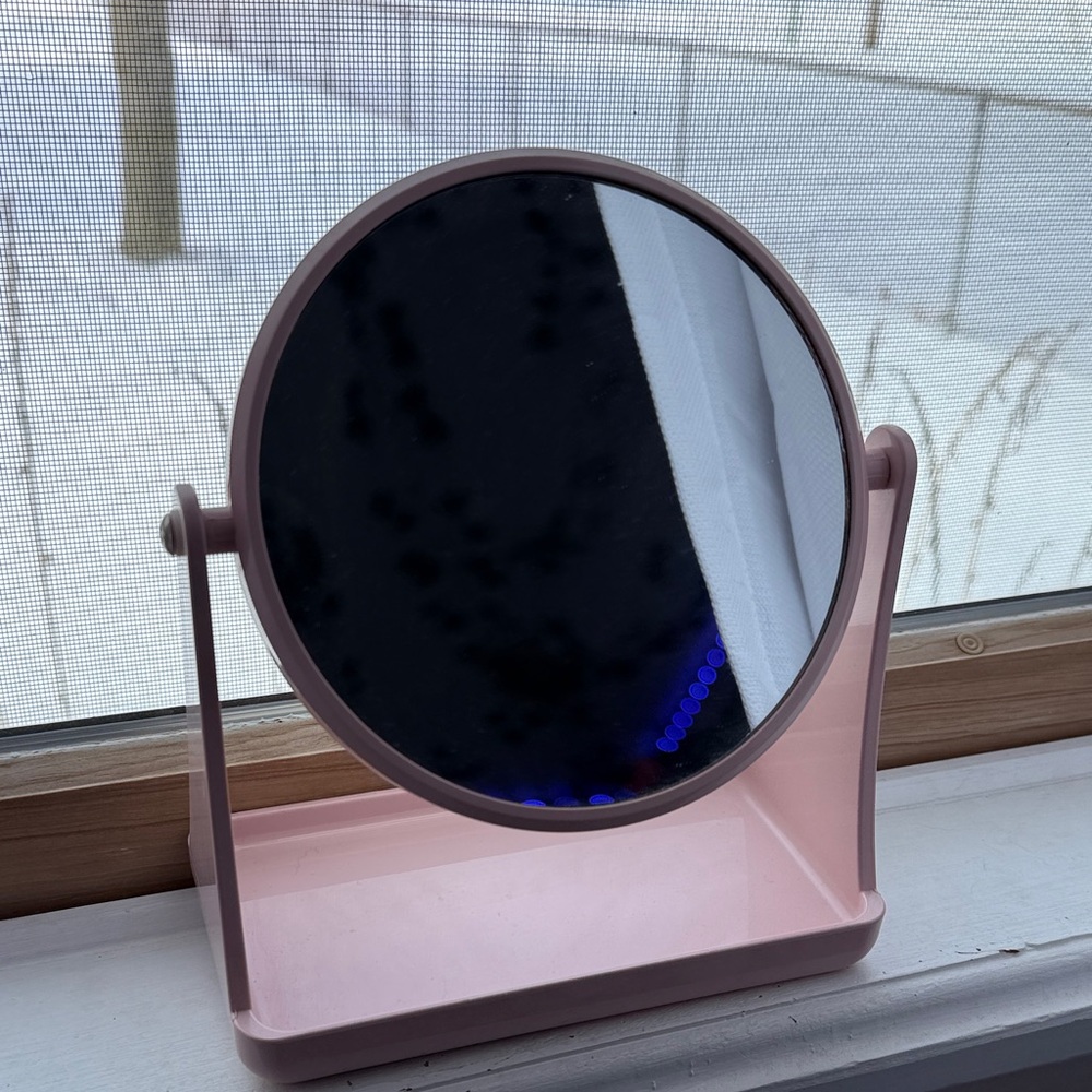 Mainstays Pink Vanity Mirror with Tray